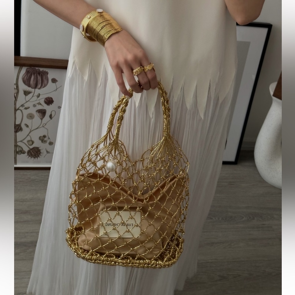 EVANA CHEUNG Golden grid bag